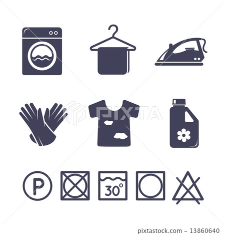 Laundry icons set 13860640