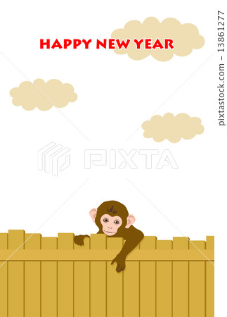 Child monkey and tree fence and empty speech with 13861277