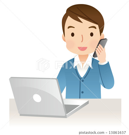 Male computer to call - Stock Illustration [13861637] - PIXTA