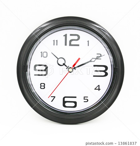 Black and white round wall clock isolated on white background. Black and white round wall clock isolated on white background. 13861837