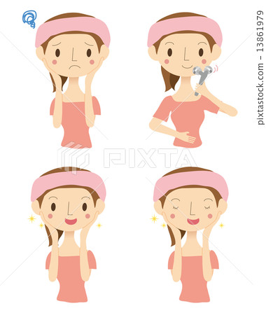 Woman doing face massage Variation set Woman doing face massage Variation set 13861979