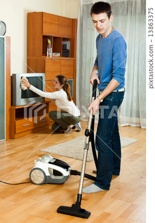 family are doing house cleaning family are doing house cleaning 13863375