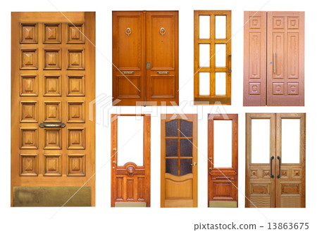 Set of wooden doors on white Set of wooden doors on white 13863675