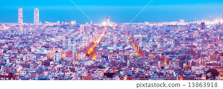 night panoramic view of Barcelona night panoramic view of Barcelona 13863918
