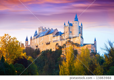 Autumn dusk view of Castle of Segovia 13863988