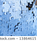 Backside of blue puzzle jigsaw 13864615