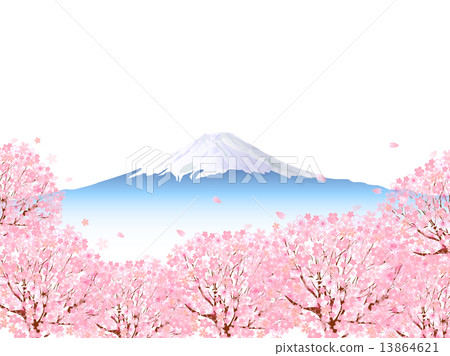 Cherry Blossoms Fuji Background Stock Illustration