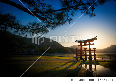 廣島縣·宮島·Itsukurajima神社·晚上 13864784