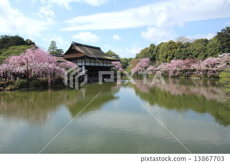 Heian shrine Jingu Temple in Kyoto Spring Pond and Naomi Kan Heian shrine Jingu Temple in Kyoto Spring Pond and Naomi Kan 13867703