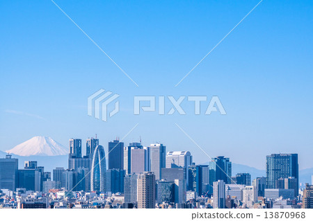 富士山和新宿二級市中心的景色 富士山和新宿二級市中心的景色 13870968