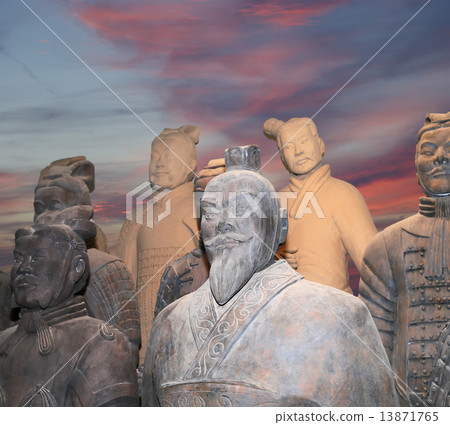 Terracotta army statues at a market stall for sale, Xian (Sian), China 13871765