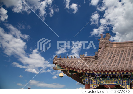 Roof decorations on the territory Giant Wild Goose Pagoda, is a Buddhist pagoda located inXian,China Roof decorations on the territory Giant Wild Goose Pagoda, is a Buddhist pagoda located inXian,China 13872020