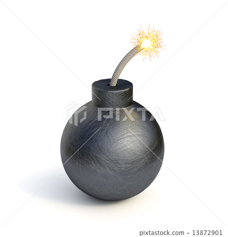 Black bomb isolated on white background 13872901