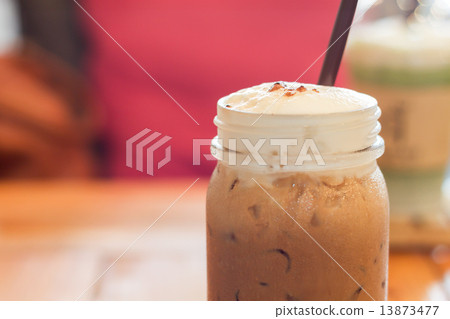 Iced caffe mocha with milk foam 13873477