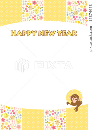 Child monkey and yellow florettes with background words 13874658