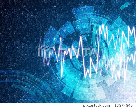 Neon blue circles background and blue light wave Neon blue circles background and blue light wave 13874846