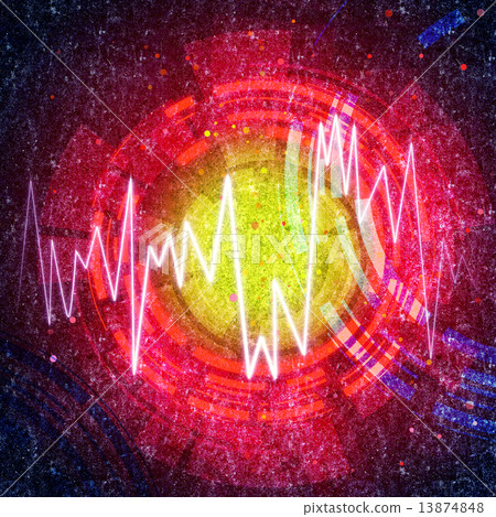 Neon red circles background and red light wave Neon red circles background and red light wave 13874848