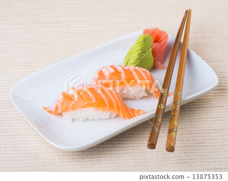 japanese cuisine. sushi salmon on the background 13875353