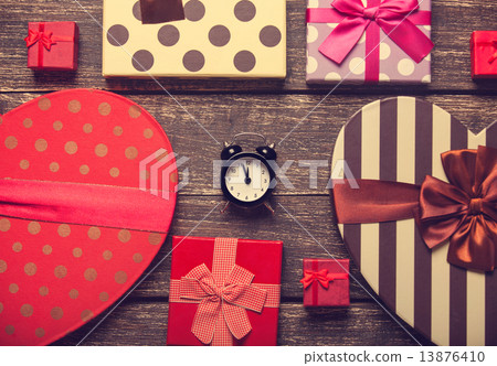 Retro alarm clock and christmas gifts around Retro alarm clock and christmas gifts around 13876410