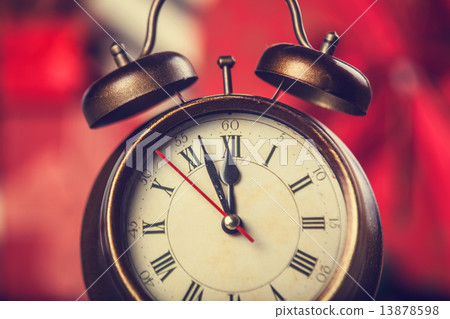 Vintage clock on christmas background Vintage clock on christmas background 13878598