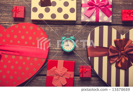 Retro alarm clock and christmas gifts around Retro alarm clock and christmas gifts around 13878689