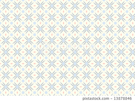 Modern Flower and Rhomboid and Circle Pattern on Pastel Backgrou 13878846