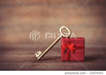 Retro key and little red gift Retro key and little red gift 13879341