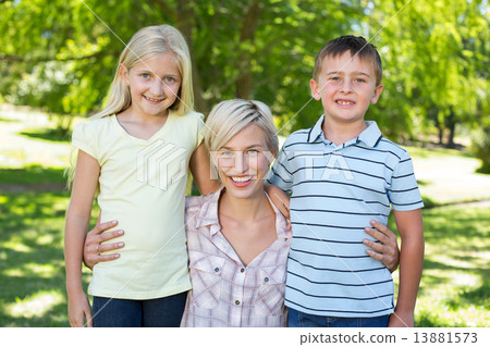 Pretty blonde with her children 13881573