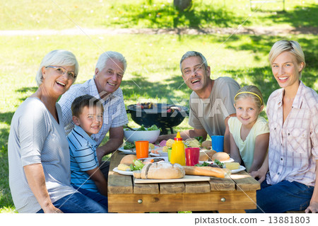 Happy family having picnic in the park Happy family having picnic in the park 13881803