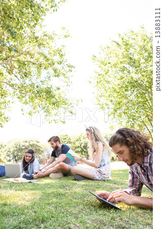 Classmates revising together on campus 13883111