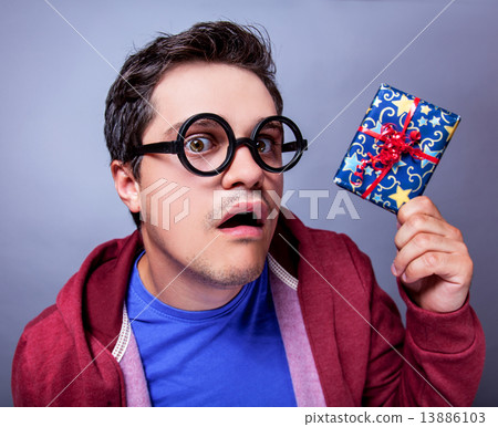 Crazy man with gift. Crazy man with gift. 13886103