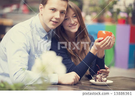 young couple in the cafe young couple in the cafe 13886361