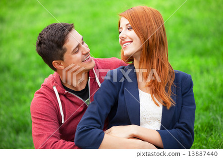 Couple at green grass. Couple at green grass. 13887440