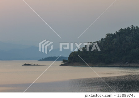 Sunset at lake 13889743