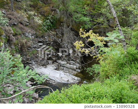 River deep in mountain forest. River deep in mountain forest. 13890328