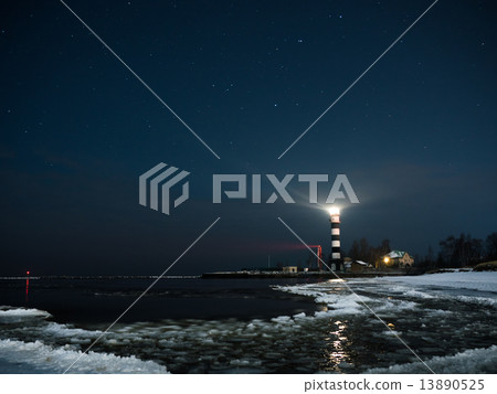 Riga Lighthouse in a starry night Riga Lighthouse in a starry night 13890525