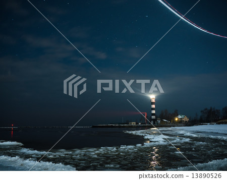 Riga Lighthouse in a starry night Riga Lighthouse in a starry night 13890526