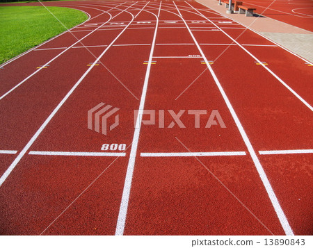 Red racetrack on the stadium Red racetrack on the stadium 13890843