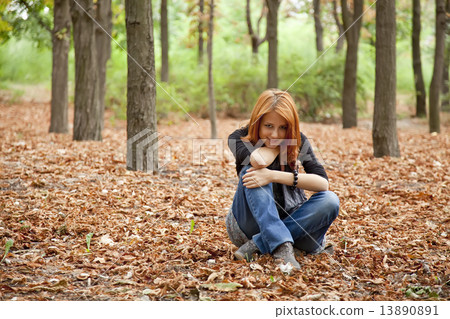 Beautiful red-haired girl in autumn park Beautiful red-haired girl in autumn park 13890891