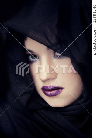 Portrait of a brunette hiding Portrait of a brunette hiding 13891140