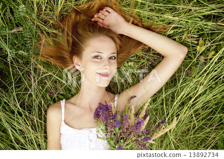 Redhead girl at outdoor. 13892734
