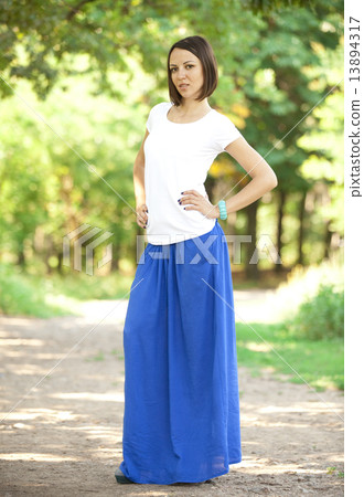 Brunette girl at outdoor. Brunette girl at outdoor. 13894317