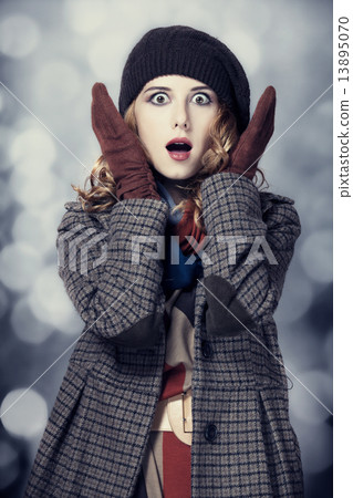 Style girl with bokeh at background. Style girl with bokeh at background. 13895070