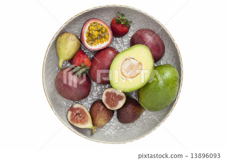 Organic fruits on plate Organic fruits on plate 13896093