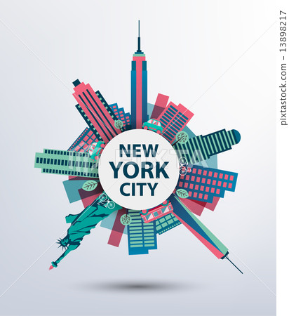 New York city architecture retro vector illustration, skyline silhouette, skyscraper, flat design New York city architecture retro vector illustration, skyline silhouette, skyscraper, flat design 13898217