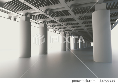 Urban view. Place under the bridge. 3d render 13899535