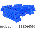 Blue oil Barrels on white background 13899560