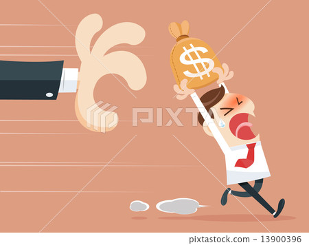Hand grabbing money bag 13900396