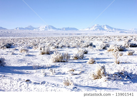 雪明顯南美智利北阿塔卡馬從高地希望的安第斯山脈的壯麗景色 13901541
