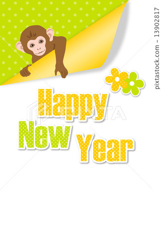 With a child monkey baby turning paper 13902817